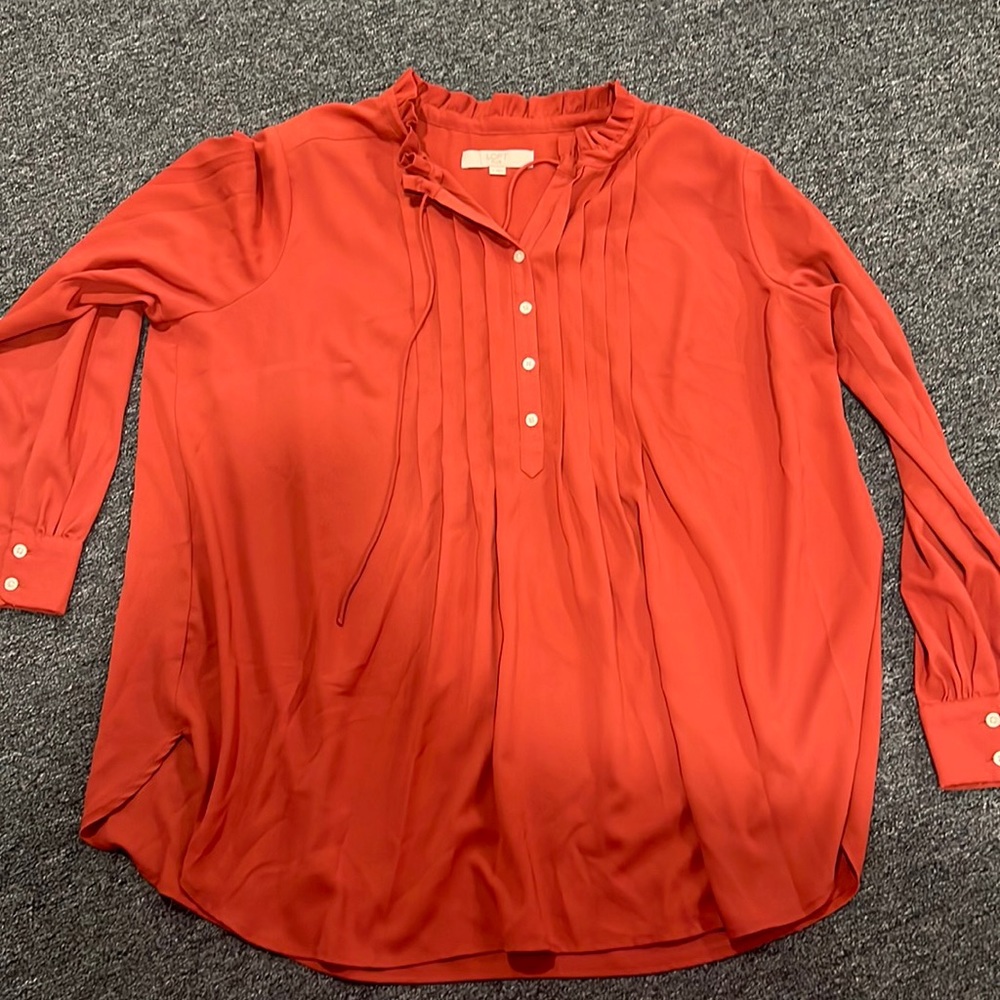 Loft Rust Blouse Ruffles